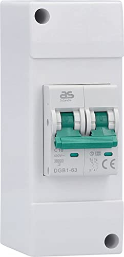 as - Schwabe LS Sicherungsautomat C10A | 2-polig, 230V/10A - 131 x 50 x 80 mm - Sicherungskasten für Caravan, Wohnwagen und Wohnmobil - Selbstmontage - IP44, 61564