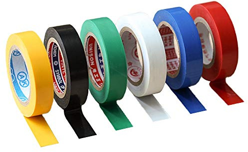 VICOMEA Lot de 6 rubans adhésifs en PVC pour isolation électrique 10 m x 16 mm 6 couleurs mélangées