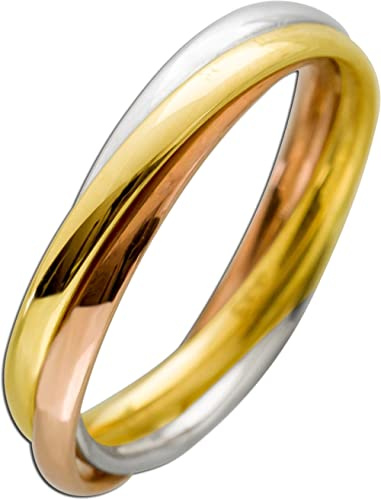 Ch.Abramowicz Trinity Tricolor Dreifach Ring 333 8K Gelbgold Rosegold Weißgold 20