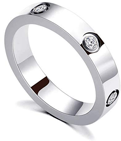 PDWZNBA Love Friendship Ring 18K Gold Silver Rose Plated Cubic Zirconia Stainless Steel Promise Ring Wedding Band Jewelry Birthday Gifts for Women