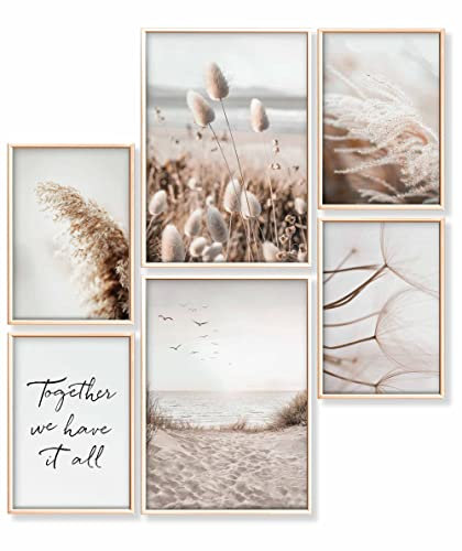Heimlich – Poster-Set – 2 A3 / 30 x 42 cm + 4 A4 / 21 x 30 cm – Premium-Poster – ungerahmte Drucke – Küstenstil – Mindful Beige Beach