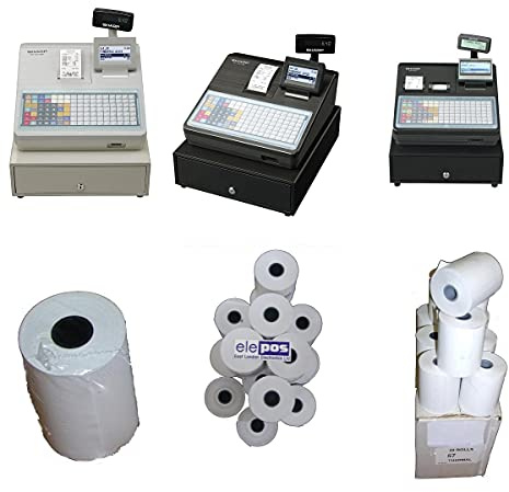 elePOS Till Rolls for Sharp XE-A217, ER-A421 Cash Register - 20 Rolls (A4, 22lb, White, Uncoated) - Biodegradable