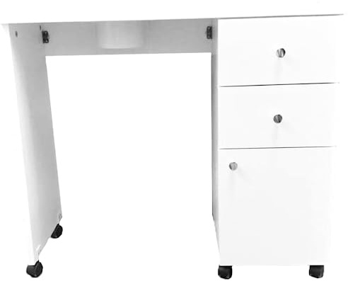 Matonti - Tavolo Manicure Professionale per Unghie con Aspiratore Elettrico, Due Cassetti e Anta - Ideale per Nail Art Ricostruzione Unghie, + Aspiratore per Polveri - Made in Italy, in Legno Bianco