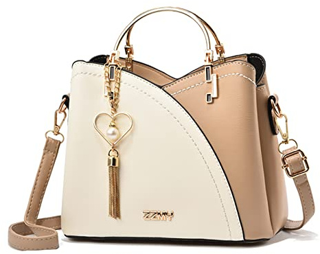 FANDARE Sac à Main Femme Franges Sacs Portés Épaule Étanche Sac à Bandouliere Sac Fourre Sacoche PU Cuir Sac Messager Multi Poches pour Voyage Travail Achats Fête Blanc