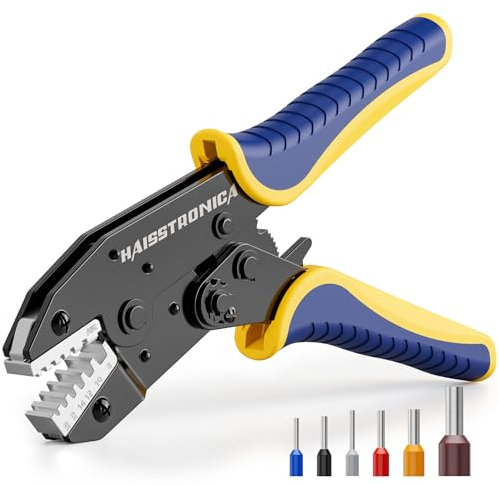 haisstronica Ferrule Crimping Tool for Wire Ferrules, 0,25-10mm²(24–8 AWG), Wire Crimping Tool, Crimper, Crimping Pliers for Ferrule Connectors