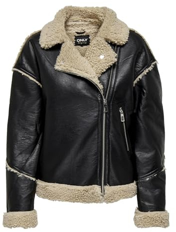 ONLY ONLWILMA Faux Leath Sherpa Jacket CC OTW