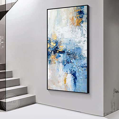 Zhaoyang Art Große moderne Wohnkultur Abstraktes Ölgemälde auf Leinwand mit schwarz gerahmter Wandkunst, übergroße Bilder für das Wohnzimmer des Hotels, 28 x 75 Zoll/70 x 190 cm mit schwarzem Rahmen