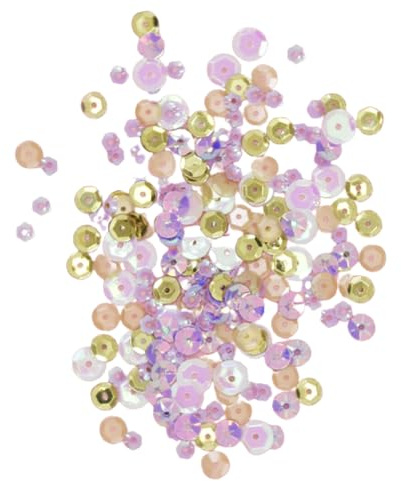 Craftelier - Violet Garden Pailletten für Bastelarbeiten, Scrapbooking und Dekorationen | Blumen- und Kreisformen - verschiedene Größen | Flieder, Gold und klare Farben