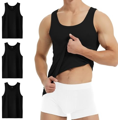 YouShow Canottiere Uomo Cotone Nero Canotta Pacco da 3 Canotta Uomo Running Estive L