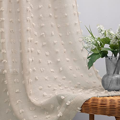 KOUFALL Durchscheinende Vorhänge für Schlafzimmer, Winterdekoration, Boho, Erdton, für Kinderzimmer, Set mit 2 Paneele, 229 cm lang, Khakibraun, Warm Taupe