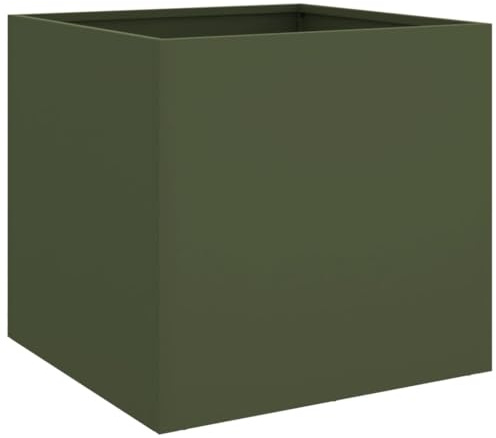 vidaXL Odlingslådor 2 st olivgrön 49x47x46 cm kallvalsat stål, odlingslådor, hög odlingslåda, upphöjd odlingslåda, blomlådor, höga odlingslådor