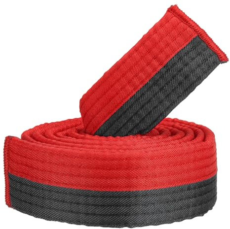 PATIKIL Taekwondo Farbiger Ranggürtel, 1,6 x5,2 Ft 1,6 M Polyester Kampfsport Judo Karate Gürtel für Unterricht Praxis, Rot-Schwarz