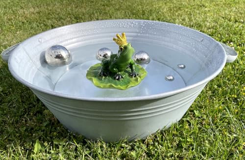 LB H&F Zinkwanne rund Zinkschale 40 cm groß Gartendeko auch als Miniteich Pflanztopf Zinkbottich Blumentopf Pflanzschale Miniteichwanne