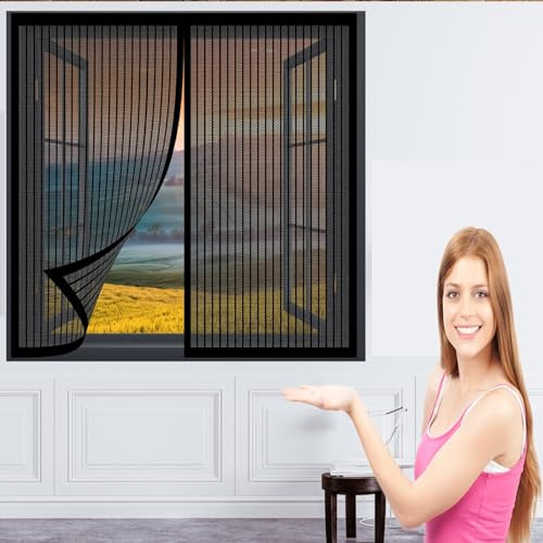 Mouche Moustique Moustiquaire 90 x 135 cm Moustiquaire sur Mesure Laisse Passer L'Air Frais Moustiquaire Fenetre pour Divers de Fenêtres, Noir