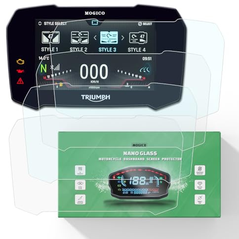 Mogico Nano Glass Dashboard Screen Protector for Triumph Tiger 900 GT/GT Low/GT Pro, Tiger 900 Rally/Rally Pro 2020-2023 (2× Ultra Clear & 2× Anti-Glare) Motorcycle TFT Display Anti-Scratch Film