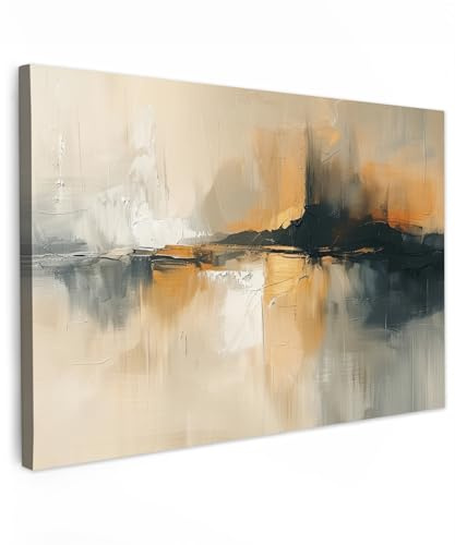 MuchoWow© Leinwandbild Groß XXL Dekoration Wohnzimmer Bilder Pictures Wall | 120x80 cm - Decoration Living Room Wohnungs Deko Moderne Bild Modern - Kunst - Abstrakt - Schwarz