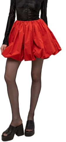 YILEEGOO Mini jupes bouffantes tendance pour femme - Jupe lanterne Y2K - Coupe décontractée - Taille élastique - Couleur unie - Jupe ballon courte, Rouge, L