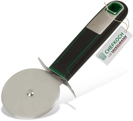 CHEFKOCH Pizzaschneider Premium – Perfekt für Pizza, Flammkuchen & Co. – Scharfe Edelstahlklinge für perfekte Pizzastücke – Länge: 18 cm