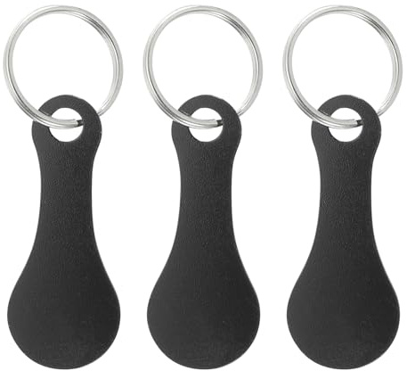 PATIKIL Shopping Trolley Token Key Ring, 3 Pack 2.2 Inch Stainless Steel Cart Remover Unlock Release Keychain for Grocery Shopping Cart, Black