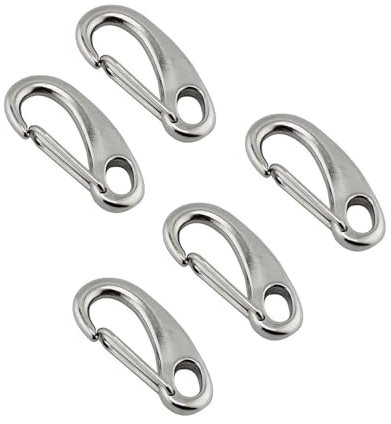 HEXHUASR 5 STK. Eierförmige Karabinerhaken 304 Edelstahl 40mm 50mm 70mm 100mm Länge Sicherheitsmetall SS Schnellverschluss Feder Karabinerhaken Verbindung(50mm-5pcs)