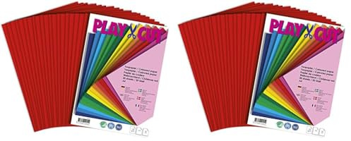 PLAY-CUT Tonpapier A4 Weihnachtsrot (130g/m2) | 20 Bogen Din A4 Papier zum Basteln Drucken | Dickes Bedruckbares Bastelpapier Set und Druckerpapier A4 | Premium Tonzeichenpapier & Craft Paper