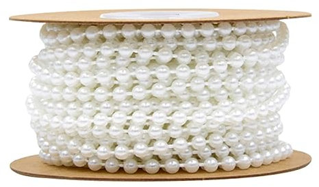 JEWEDECO 10m Runde Perlenkette in Weiß Rolle Hochwertige Kunststoff-simulationsperlen Für Diy-perlenschnur Perlenkette Zur Dekoration Anhänger Für Perlenarmband Und Hochzeitsdekoration