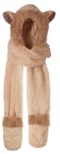 Damen Mütze Schal Set Wintermütze mit Handschuhe Warm Kapuzenschal Winter Kuschelige Schalmütze Fleece Strickmütze Winddicht Fleecemütze Weich Strick Fliegermütze für Outdoor Wandern Fahrrad