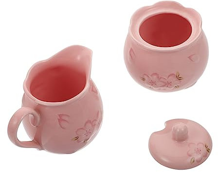 SECFOU 1juego Kettle De Almacenamiento De Leche y Azúcar Cerámico Con Tapa Para Café De Decorativas