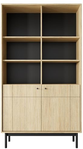 Lomadox Wohnimmer Esszimmer Regalschrank Vitrine Vitrinenschrank Schrank Standvitrine in Eiche 103,5 cm