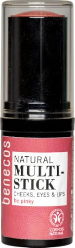 Benecos 3in1 Multi-Stick be pinky - cremiger Blush-Stick für Wangen, Augen & Lippen - Lidschattenstift mit Bio-Rizinusöl - zertifizierte Naturkosmetik