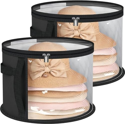 Abbdbd 2 Teile/Satz Hut Lagerung Box Reißverschluss Hut Lagerung Boxen Faltbare Hut Box Runde Reise Hut Organizer Cowboy Hut Lagerung Box