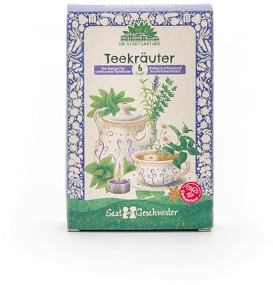 Saatgut-Set Teekräuter mit 6 samenfesten BIO-Sorten | Anzuchtset für Teeliebhaber mit BIO-Saatgut | Geschenkidee für Kräuter- und Teefans zum Geburtstag, Ostern, Weihnachten oder als Mitbringsel