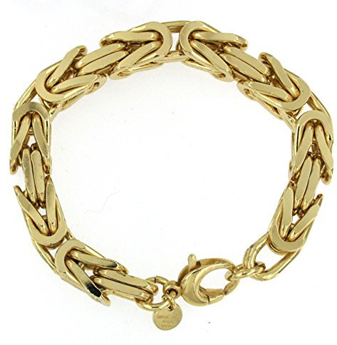 Tendenzalia Bizantiner Königsarmband quadratisch original italienische Kette 18kt Gold doublé 10mm breit Länge 23cm