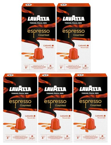 Lavazza Espresso Gourmet Caramel Nespresso Compatible Aluminium Coffee Capsules (Pack of 5, Total 50 Pods)
