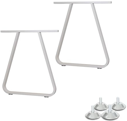 Generisch 2 Stück Metall Tischbeine 72cm hoch, Trapezförmig Tischgestell Industrielle Tischkufen mit Bodenschoner, for Schreibtisch Esstisch Couchtisch(White,50cm/19.7inch)