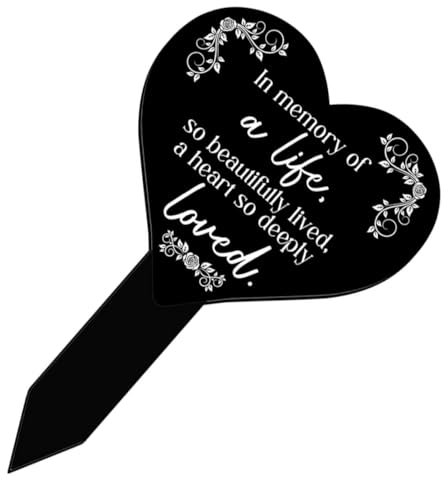 FONDOTIN Cimetière Coeur Acrylique Piquet De Décoration pour Tombe avec Motifs De Réconfort Marqueur De Jardin Forme De Coeur pour Commémoration