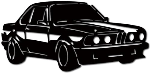 CREATCABIN Decorazione Parete in Metallo Auto Sculture Parete Nere Decorazione La Casa Silhouette Automobilistica Cartello Veicoli d'Epoca Ornamento Appendere Opera d'Arte Appassionati Auto 14.5x30cm