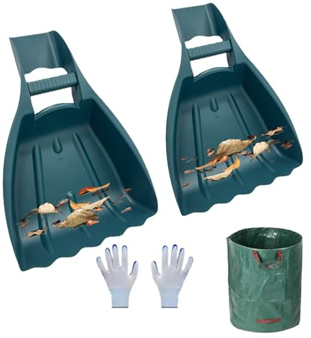 Rastrillo manual para recoger residuos de jardín y basura. Pala ergonómica ligera y estable para recoger hojas y residuos de jardín en el jardín