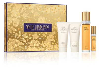 Elizabeth Taylor White Diamonds Eau de Toilette Set for Women, Moisturizing Body Shower Gel, Body Cream, Floral Scent, Spray Spray, Women's Fragrance, Based on Invigorating Notes