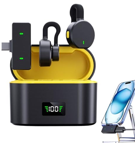 Microfono wireless – Microfono a clip per registrazione video, istruttori di fitness, con cancellazione del rumore, audio per creatori di contenuti, oratori pubblici, insegnanti