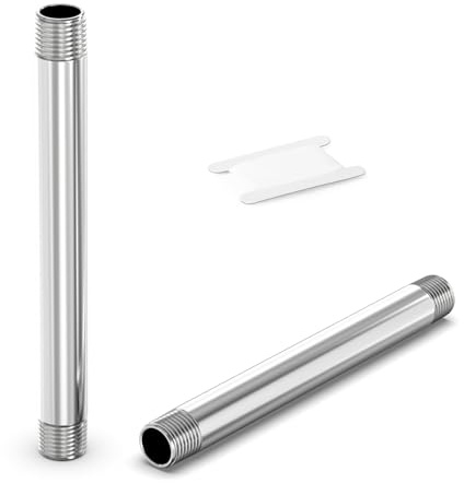 TAILONZ 304SS 3/4 Male x 3/4 BSP Pipe Nipple 200mm (2Pcs) | high pressure rating, corrosion resistant, wear-resistant threads, ideal for pneumatic and fluid systems.