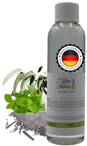 Dufte Momente Dampfbad Duftkonzentrat Eisminze 250ml – Eukalyptus Menthol Minze – hochkonzentrierter Wellnessduft für Dampfbäder, Verdampferanlagen & Dampfduschen – vegan, Made in Germany