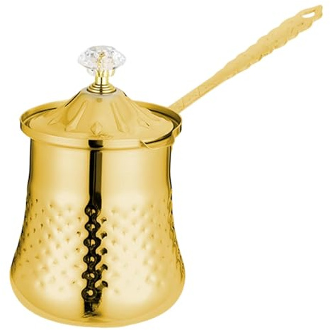 FLCPJGV Cafetera Turca con Mango Ergonómico Y Anti Desbordamiento Fabricada en Acero Inoxidable Reforzado Compatible con Inducción Y Gas Perfecta para Pr, tal como se describe, L
