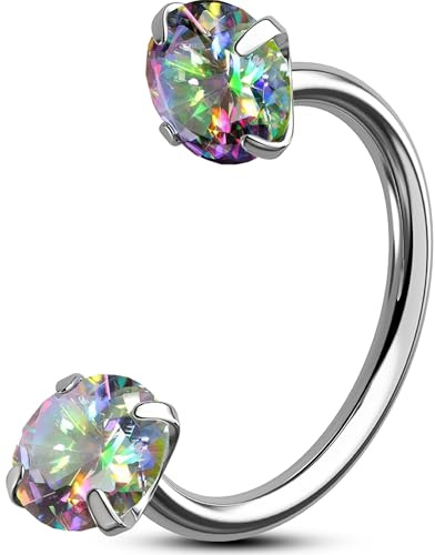 OUFER Body Piercing Anello per naso a ferro di cavallo, 20 g, piercing per narice gioielli in titanio anelli per setto nasale internamente elica trago Daith labbro sopracciglio orecchino piercing