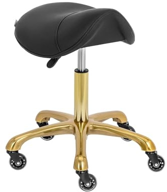 LQVAIPT Sgabello con rotelle a sella Sgabello regolabile Sedia da ufficio con rotelle in pelle PU Sedia a sella con ruote Sedia da salone, for massaggi, ufficio a casa
