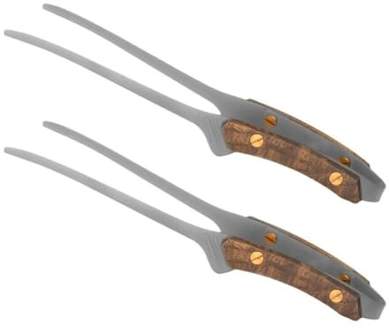 QOXEZY Lot de 2 pinces alimentaires en acier inoxydable SUS 304 avec poignées en bois antidérapantes, 24 cm, pinces robustes pour barbecue et cuisine (argenté)