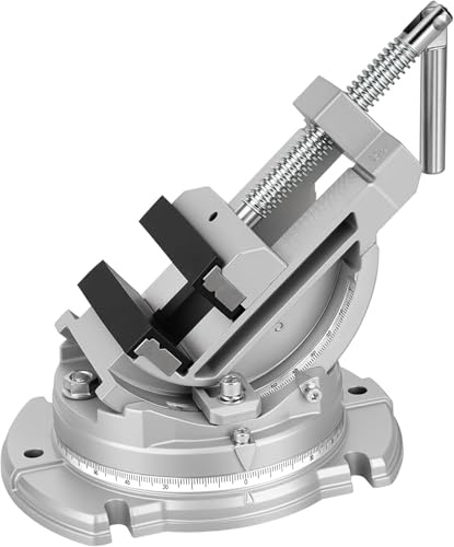 Bench Vice Multi-Angle Bench Clamp with Heavy-Duty Vice Function: 0–90° Tilt, 360° Swivel Base, 3 Jaw, Cast Iron and Powdered Metallurgy Jaws for Woodworking, Drilling, Milling and DIY