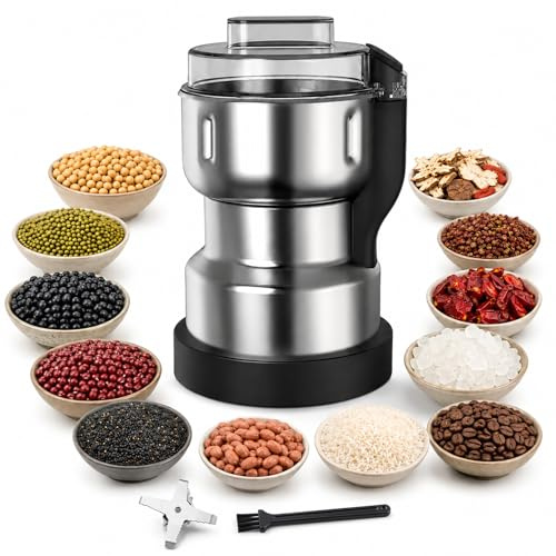250W Electric Grinder for Kitchen, Coffee Grinder with Brush and Stainless Steel Blade, 300g Home Versatile Spice Grinder for Coffee, Grinding Spices, Bean, Nuts, Grains
