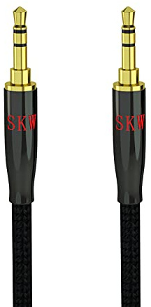 SKW Aux Cable for Car(Hi-Fi Sound), 3.5 mm to 3.5 mm Aux Cord/Stereo Audio Cable/Audio Jack Cable/Headphone Cable for Home Stereo,iPhone,iPod,IPad,Echo Dot,Sony & More 3 Metre | Dual-shielded, gold-plated contacts, nylon-braided jacket, sturdy and durable, car & home stereo link, Hi-Fi stereo fidelity