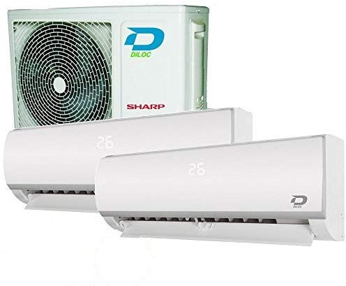 Diloc Climatizzatore Dual Split 12000 + 12000 Btu Con Gas Refrigerante R32, Basso Consumo A++/A+, Condizionatore 2 Unità Interne, 1 Unità Esterna 5.2 Frozen Pro, Wifi Integrato